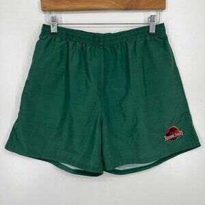 Dumbgood Active Shorts Men's‎ S Green Jurassic Park Movie Logo Elastic Waistband